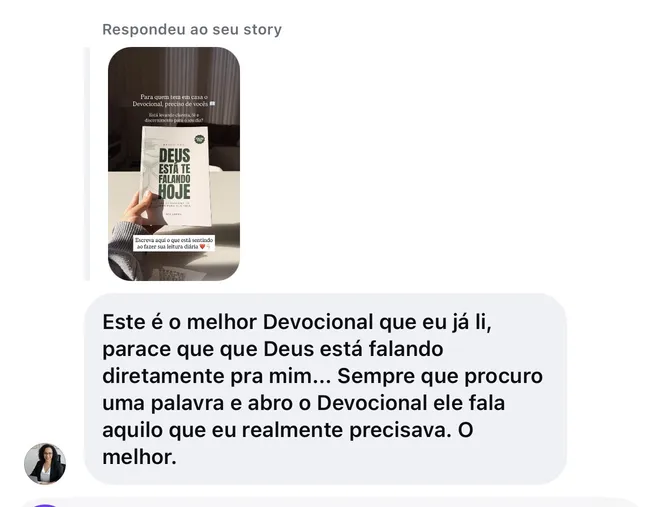 Print de leitora dizendo que é o melhor devocional que já leu