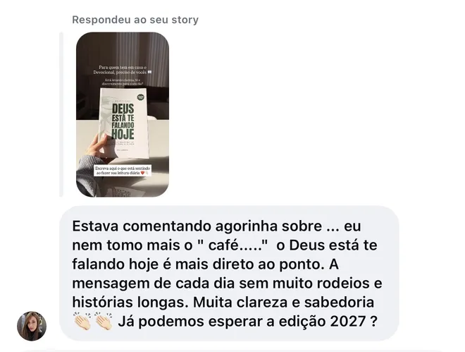 Print de mensagens sobre o devocional